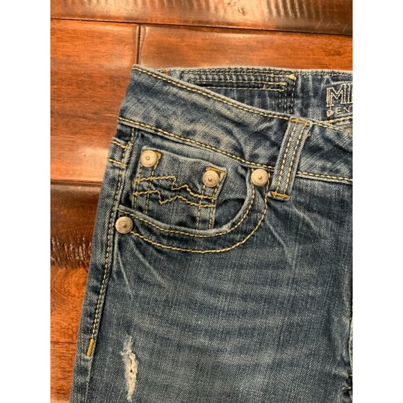Miss Me "Skinny" Blue Medium Wash Denim Jeans W/ Embroidered Pockets, Size 26 - Picture 3 of 7